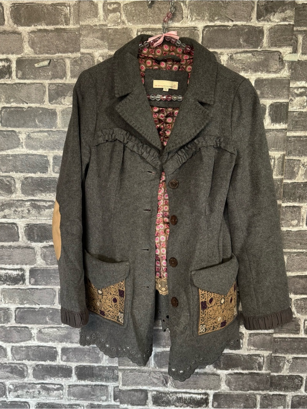 Odd Molly blazer coat gray wool